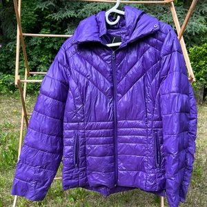 Lane Bryant Womens Purple Quilted Hoodie Puffer Jacket Size 18/20 XXL Poly Fill